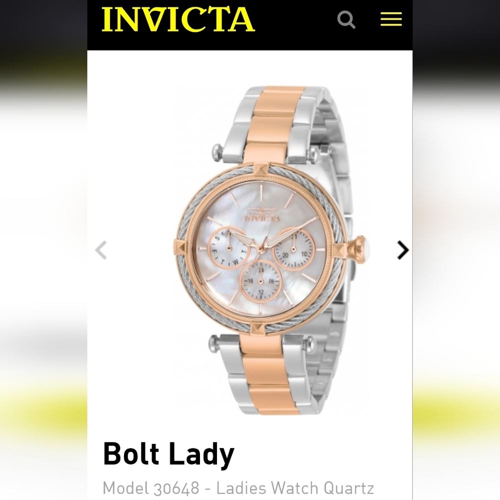 ​Invicta Bolt 30648 Women's Two-Tone Rose Gold Watch - Mother of Pearl Dial